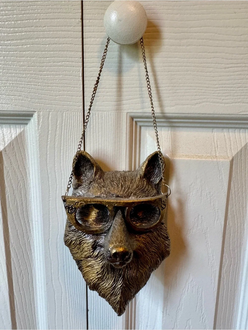 Bronze Fox w/Glasses Wall Hanging- Decorative Home Accent